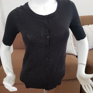 Petite Sparkle Black Short Sleeve Cardigan